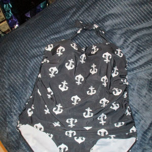 Pin Up Anchor Halter Onepiece Bathing Suit